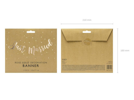 Baner - Just Married - Różowe złoto - 20 x 77 cm