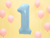 Balon foliowy - Cyfra "1" - Jasnoniebieski - 86cm 