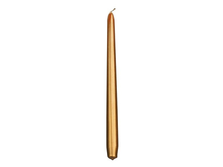 Świeca stożkowa metalizowana - 29 cm - złota - 10 szt.