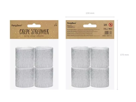 Krepa - 5 cm / 10 m - Srebrna - 4 szt.
