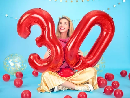 Balon foliowy Cyfra "2" Dwa - 86 cm - czerwony